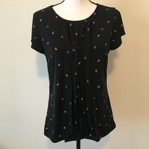 Liz Claiborne career top black flowers print